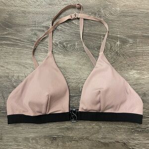 Victoria's Secret VS Blush Pink and Black Triangle Padded Bikini Top Size M